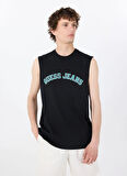 Guess Jeans Bisiklet Yaka Desenli Siyah Erkek T-Shirt M5GP31K8HM0JBLK GJ MUSCLE COLLEGIA