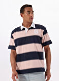 Guess Jeans Desenli Pembe Erkek Polo T-Shirt M5GP30KCPS1S61O GJ SS STRIPE RUGBY