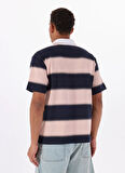 Guess Jeans Desenli Pembe Erkek Polo T-Shirt M5GP30KCPS1S61O GJ SS STRIPE RUGBY