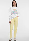 Guess Jeans Baskılı Beyaz Kadın Sweatshırt GJ CN OS SUNSET PRIN - MID ORGANIC