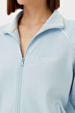 Kadın GJ Tricot Track Fermuarlı Sweatshirt - Açık Mavi | M