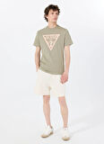 Guess Bisiklet Yaka Desenli Yeşil Erkek T-Shirt M5GI06I3Z14A81T SS CN TRIANGLE TEE