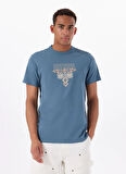Guess Bisiklet Yaka Desenli Mavi Erkek T-Shirt M5GI11K8FQ4A73H SS CN GUESS TRIANG
