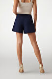 Kadın Valentina Fit Krep Şort - Lacivert | S