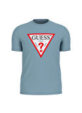 Guess Bisiklet Yaka Desenli Mavi Erkek T-Shirt M2YI71I3Z14G7DV CN SS ORIGINAL LOG