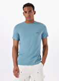 Guess Bisiklet Yaka Desenli Mavi Erkek T-Shirt M4GI70KC9X0G7DV SS CN BASIC PIMA