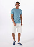 Guess Bisiklet Yaka Desenli Mavi Erkek T-Shirt M4GI70KC9X0G7DV SS CN BASIC PIMA