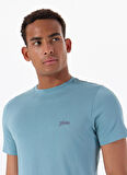Guess Bisiklet Yaka Desenli Mavi Erkek T-Shirt M4GI70KC9X0G7DV SS CN BASIC PIMA