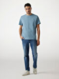 Guess Erkek Mavi Patch Detaylı Tişört