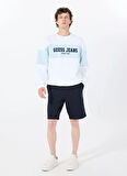 Lacivert Erkek Loose Fit Desenli Sweat Şort M5GD10KCN01G7V2 CLOVIS SHORTS