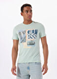 Guess Bisiklet Yaka Desenli Yeşil Erkek T-Shirt M5GI04I3Z14G8CV SS CN SAIL BOAT