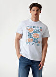 Guess Bisiklet Yaka Desenli Beyaz Erkek T-Shirt M5GI05I3Z14G011 SS CN GUESS STYLE