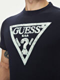 Guess Erkek Lacivert Triangle Logolu Tişört