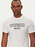 Guess Erkek Beyaz Guess Logolu Tişört