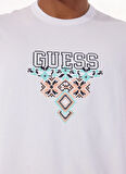 Guess Bisiklet Yaka Desenli Beyaz Erkek T-Shirt M5GI11K8FQ4G011 SS CN GUESS TRIANG