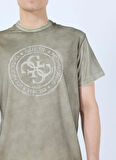 Guess Bisiklet Yaka Desenli Yeşil Erkek T-Shirt M5GI12K8FQ4G896 SS CN SPRAY CRACK
