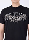 Guess Bisiklet Yaka Desenli Siyah Erkek T-Shirt M5GI17K8FQ4JBLK SS CN GUESS FLOWER