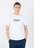 Guess Bisiklet Yaka Desenli Beyaz Erkek T-Shirt M5GI19J1314G011 SS CN GUESS BOX ST