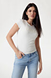 Kadın Pony Hair Logo T-Shirt - Beyaz | XS