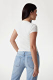 Kadın Pony Hair Logo T-Shirt - Beyaz | XS