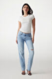 Kadın Pony Hair Logo T-Shirt - Beyaz | XS