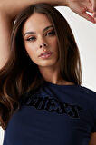 Kadın Pony Hair Logo T-Shirt - Lacivert | S