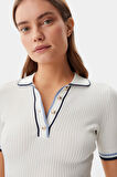 Guess Kadın Beyaz Thalia Polo Yaka Triko Elbise