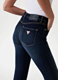 Guess Yüksek Bel Düz Paça Regular Fit Mavi Kadın Denim Pantolon SEXY STRAIGHT POWER - ECO VISCOSE B