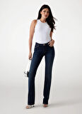 Guess Yüksek Bel Düz Paça Regular Fit Mavi Kadın Denim Pantolon SEXY STRAIGHT POWER - ECO VISCOSE B
