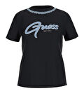Guess Kadın Siyah Zincir Detaylı Jean Tişört