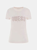 Guess Kadın Bej Dantel Detaylı Logolu Tişört