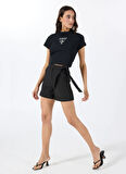 Guess Yüksek Bel Loose Fit Siyah Kadın Şort NEW VALENTINA SHORT - NEW RECY POLY