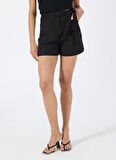 Guess Yüksek Bel Loose Fit Siyah Kadın Şort NEW VALENTINA SHORT - NEW RECY POLY