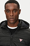 Erkek Gj Hooded Puffer Şişme Mont - Siyah | S