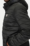 Erkek Gj Hooded Puffer Şişme Mont - Siyah | S
