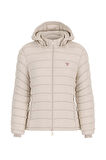 Kadın Gj Hooded Puffer Mont - Krem | L
