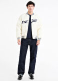 Guess Jeans Standart Krem Erkek Ceket M5RL54WHAA2G053 GJ BOMBER WT PATCH