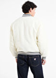 Guess Jeans Standart Krem Erkek Ceket M5RL54WHAA2G053 GJ BOMBER WT PATCH