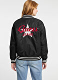 Guess Jeans Siyah Kadın Ceket GJ BOMBER JKT WITH EMBROIDERY