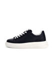 Erkek Elba Deri Kalın Tabanlı Sneaker - Lacivert / Beyaz | 43