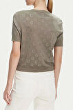 Guess JASMINE G CN SS BOXY SWTR Kadın Haki Kazak W5GR05Z3D60-G9D5