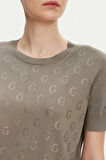 Guess JASMINE G CN SS BOXY SWTR Kadın Haki Kazak W5GR05Z3D60-G9D5