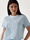 Guess Kadın Mavi Filanta Crop Tişört