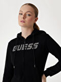 Guess Logolu Yapay Elmas Taşlı Kapüşonlu Kadın Sweatshirt V5GQ10KCRP0