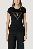 Guess Kadın Siyah Ombré Triangle Logolu Tişört