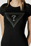 Guess Kadın Siyah Ombré Triangle Logolu Tişört