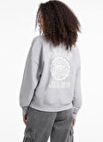 Guess Jeans Gömlek Yaka Baskılı Gri Kadın Sweatshırt Guess Jeans Kadın Sweatshirt