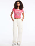 Guess Jeans Kadın Pembe Boxy Fit T-Shirt W5YI03J1314-A619
