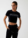 Guess Couture Kadın Siyah Aktif Boxy Fit T-Shirt V3BI01K0232-JBLK