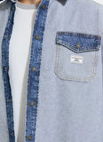 Guess Jeans Standart Mavi Erkek Denim Gömlek M5YH71D5M56-GJPN Guess Jeans Erkek